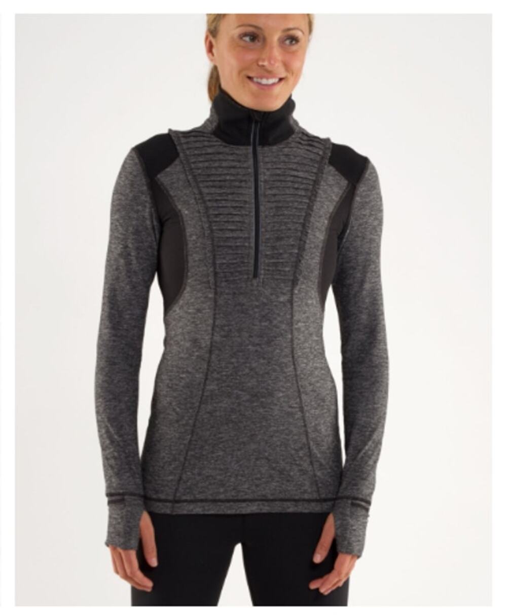 Lululemon Sz 8 Run Your Heart Out Pullover Heathered Black First Release